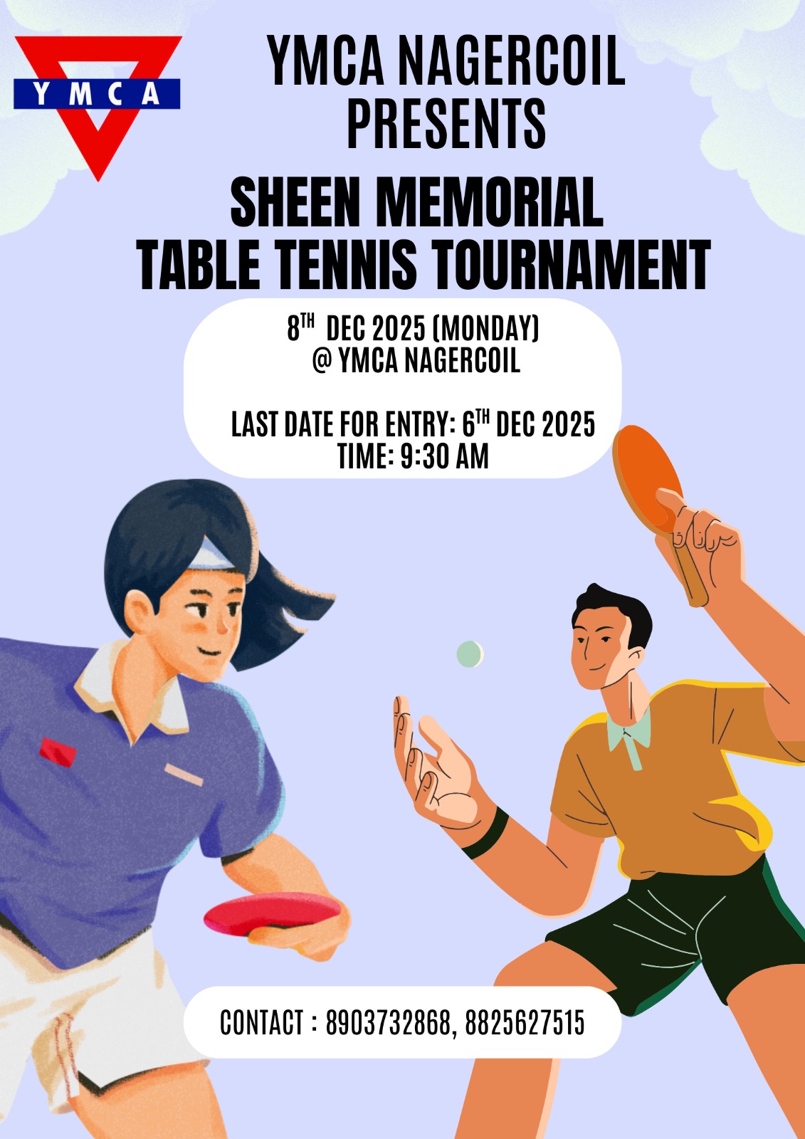 YMCA Nagercoil Sheen Memorial Table Tennis Tournament 2025